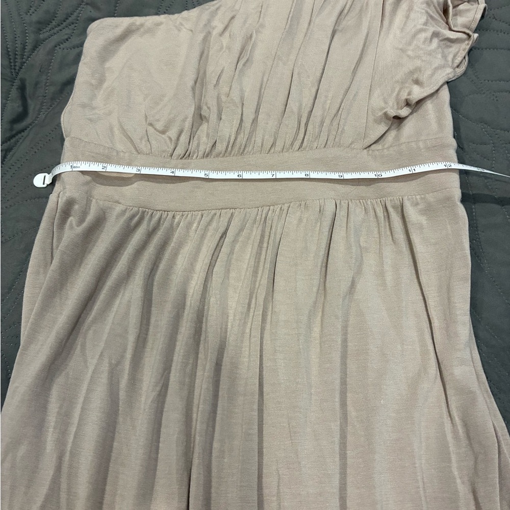 LOFT Taupe One-Shoulder Dress
